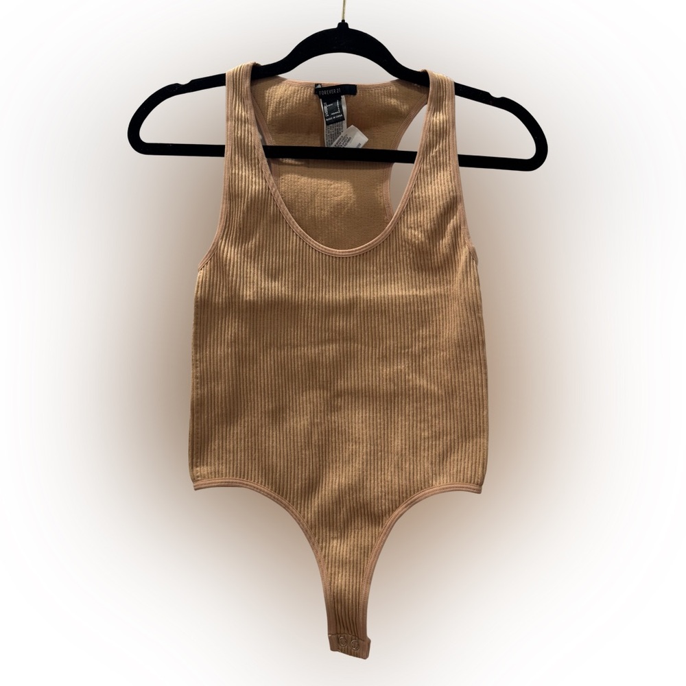 Forever 21 | Tan Ribbed Racerback Bodysuit – Size S